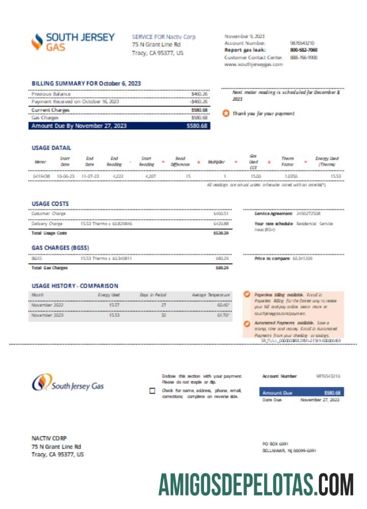 Projeto de lei de serviços públicos de gás de Nova Jersey, SCR exemplo